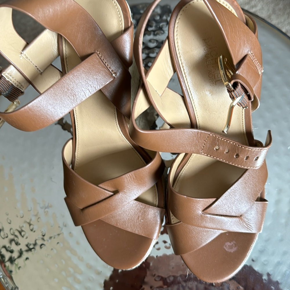 Tan open toed Micheal Kors wedges